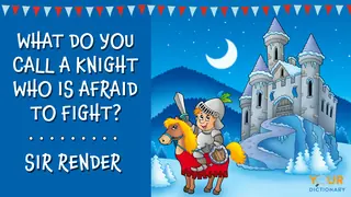 puns for kids with a cartoon knight