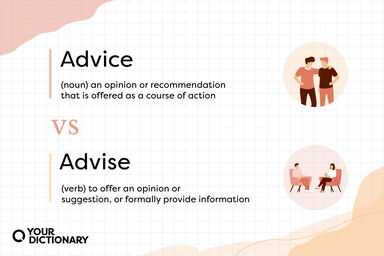 definitions of advice and advise from the article