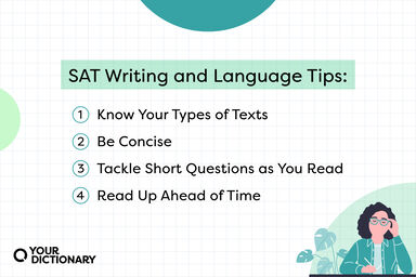 four tips from the article for written portions of the SAT
