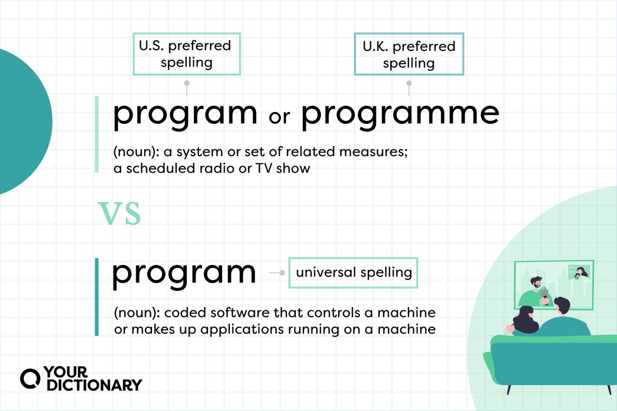 "Program" and "programme" as nouns with definitions detailed in article.