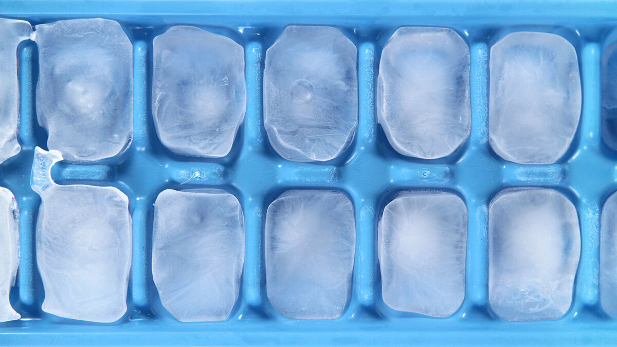 frozen ice cubes in tray