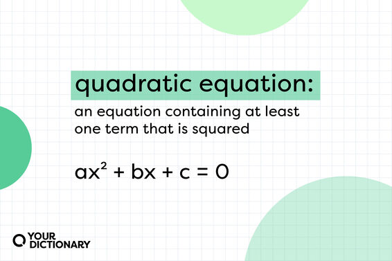 definition of "quadratic equation" with an example all restated from the article