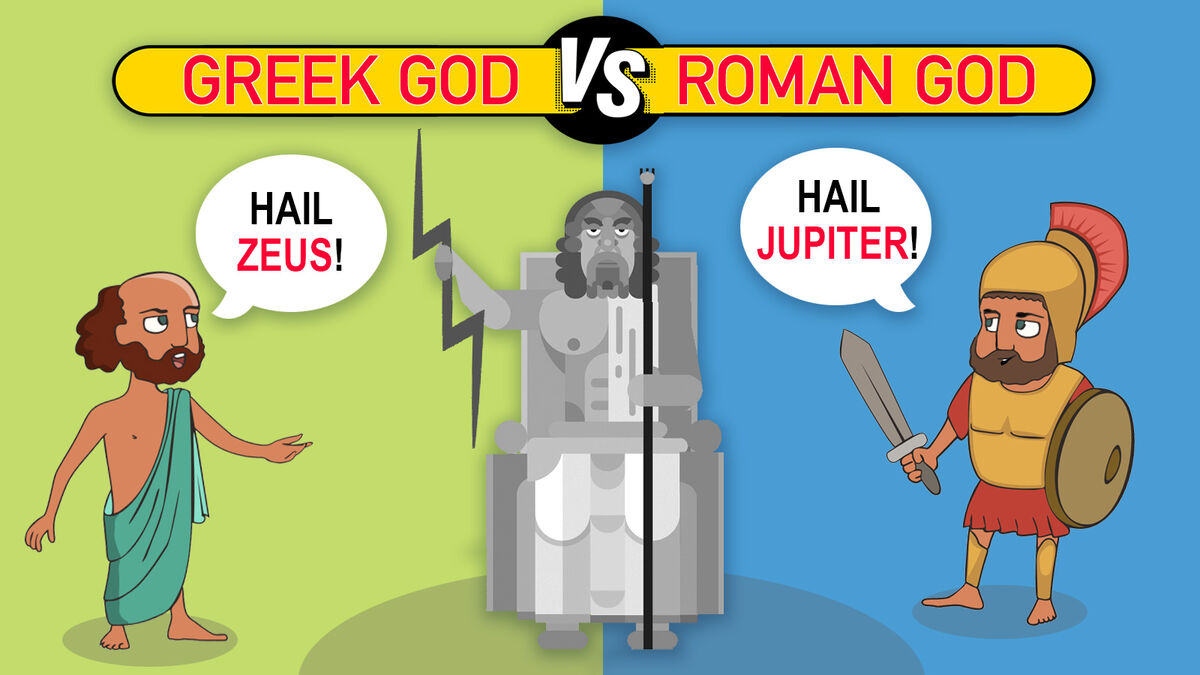 difference between greek and roman mythology