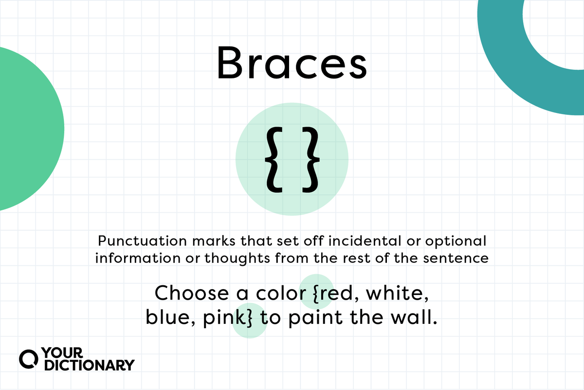 definition of braces symbol with example sentence from the article