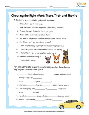 printable worksheet there their they're