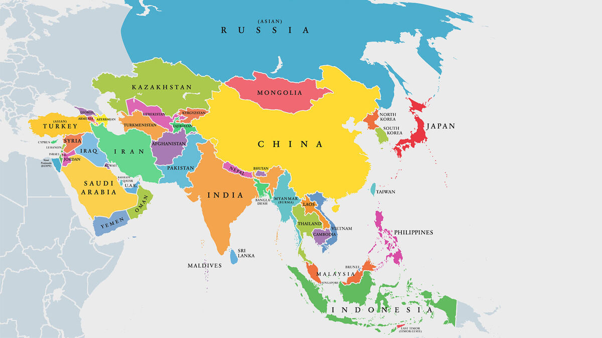 map of asian countries
