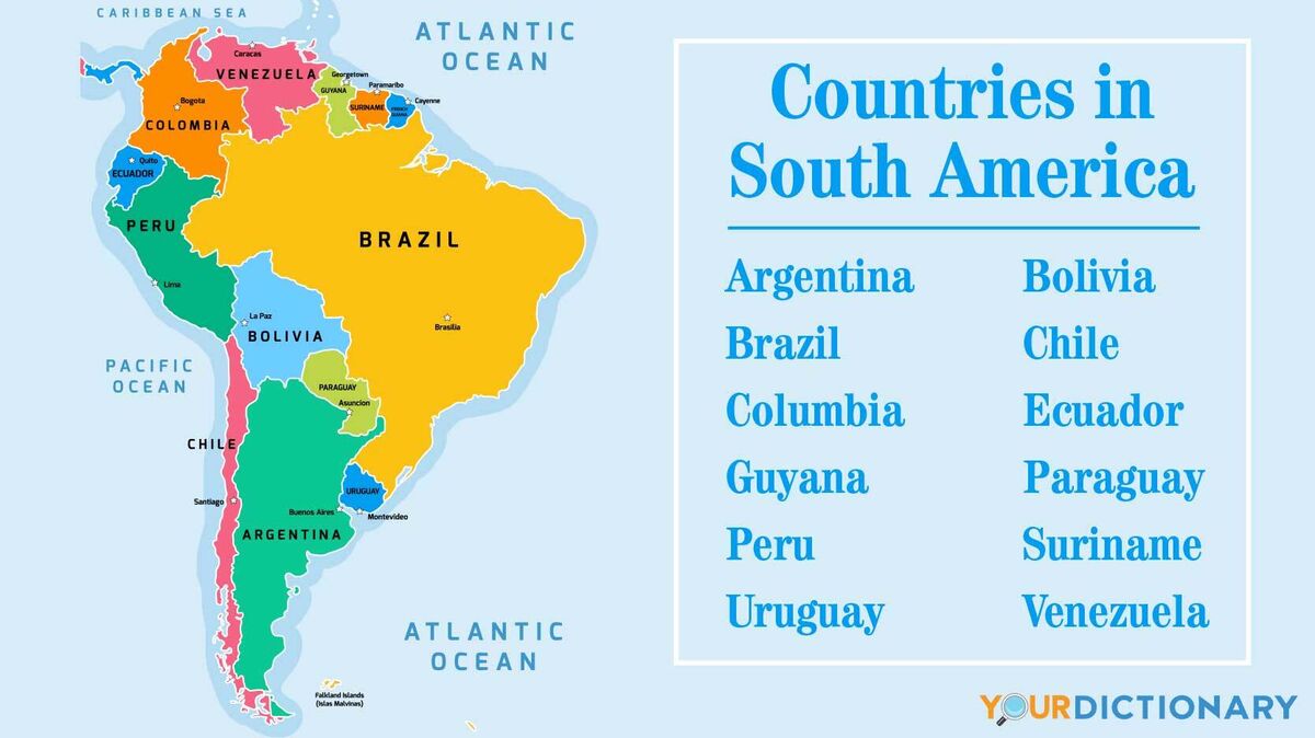 map of countries in south america