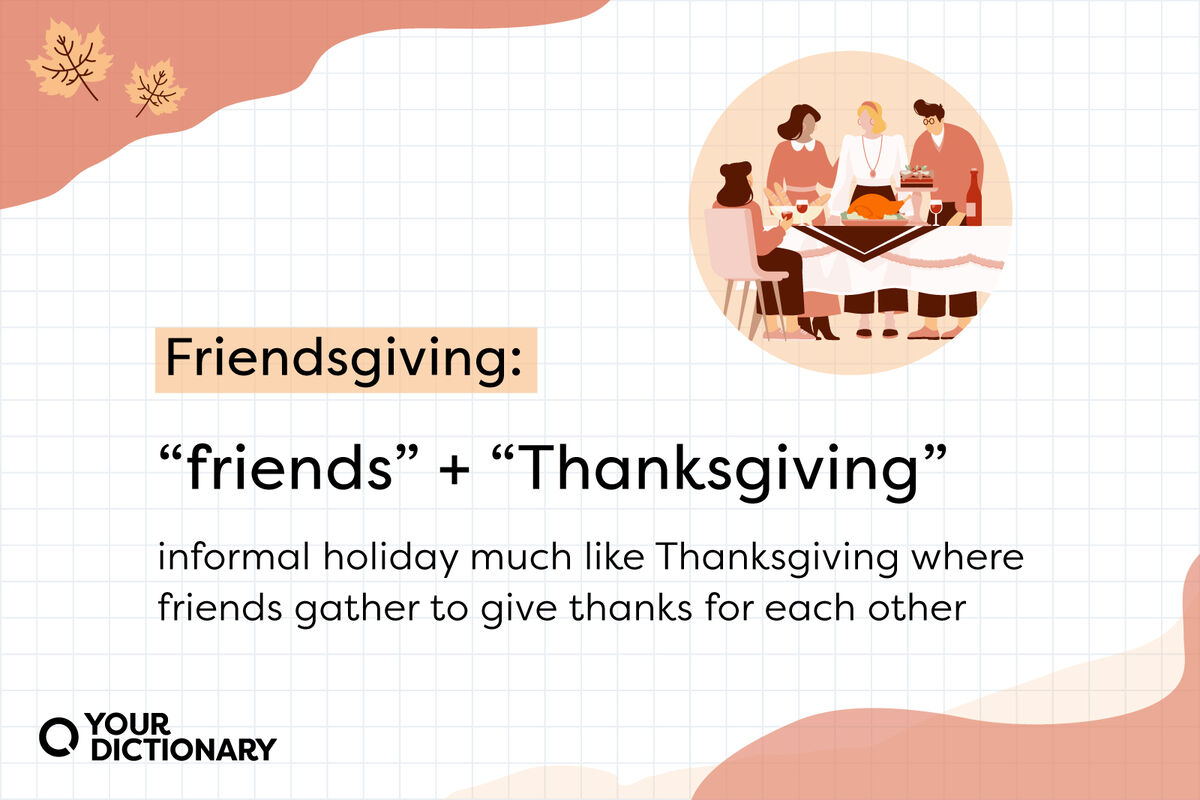 definition of the portmanteau word "Friendsgiving" from the article
