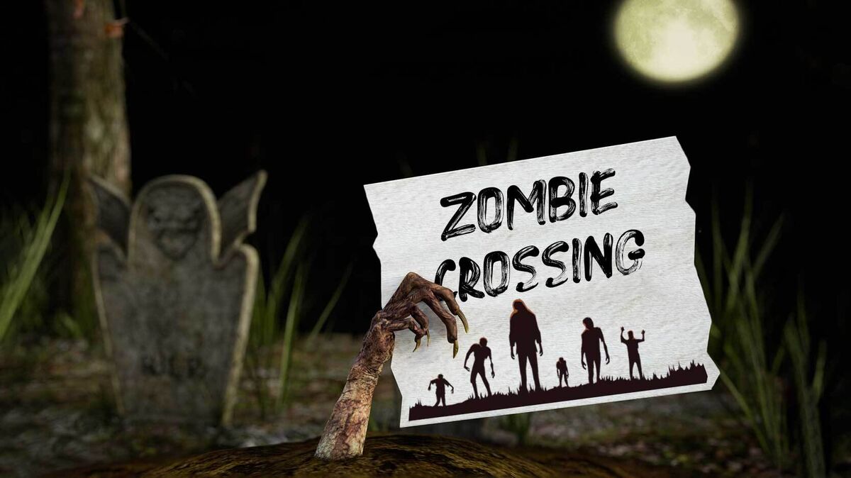 zombie crossing sign