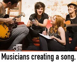 Musicians creating a song as iteration examples
