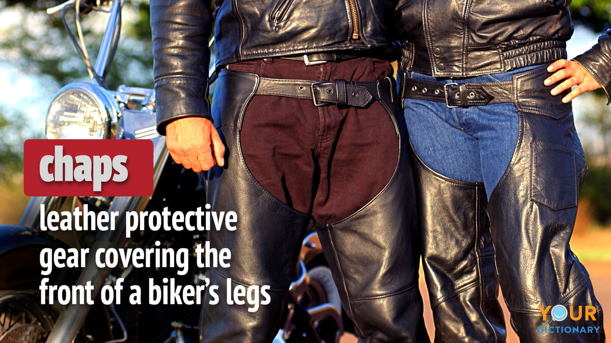 Motorcycle Couple Wearing Chaps as Biker Slang