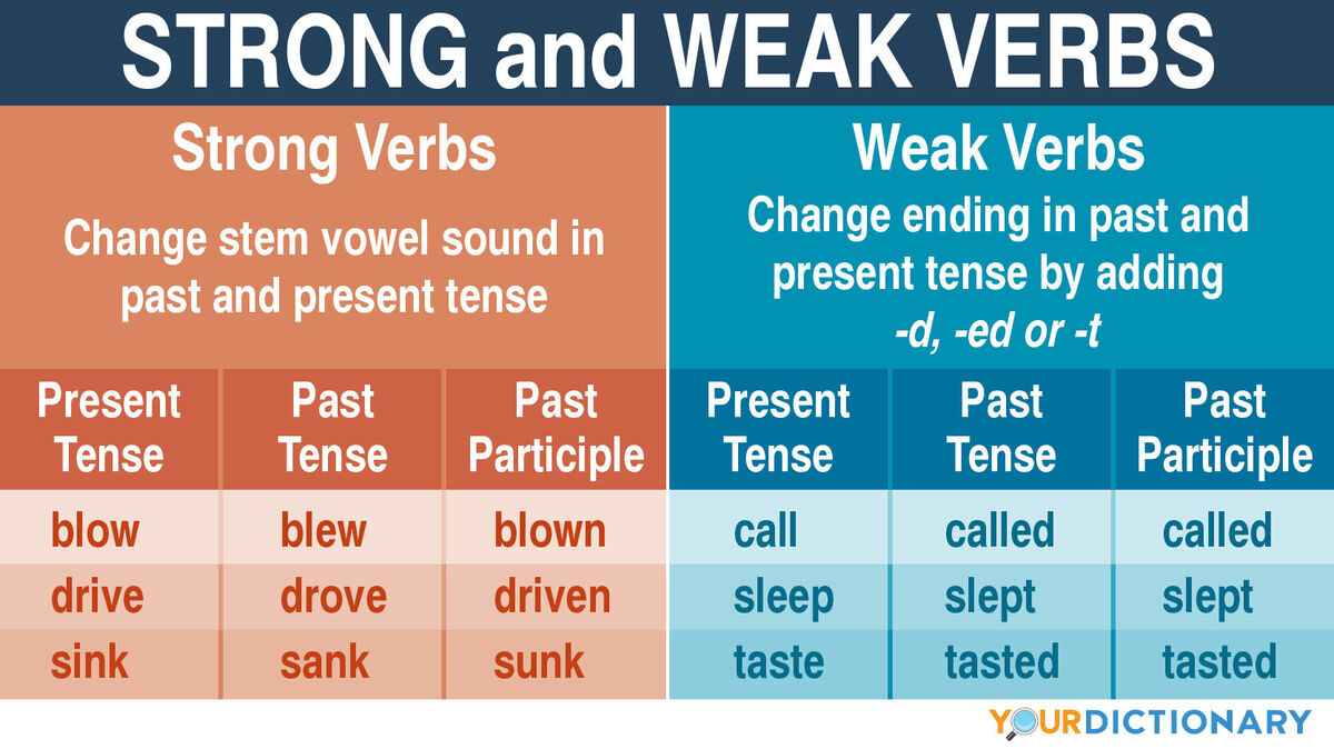 strong weak verbs infographic chart