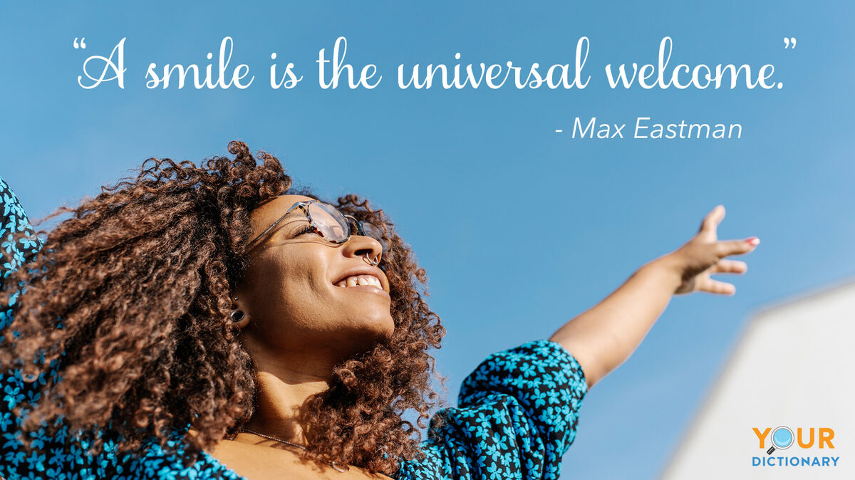 Smiling woman as Welcome Quote