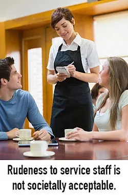 Couple ordering from a waitress as mores examples