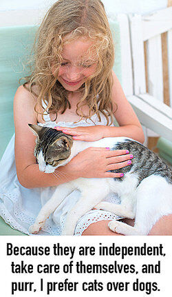 Girl petting cat as periodic sentence examples