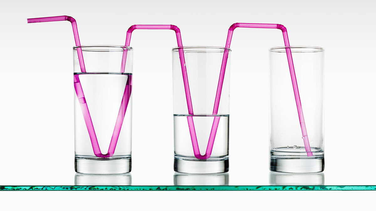 Glasses of water with straws