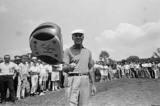 Ben Hogan shows off his driver