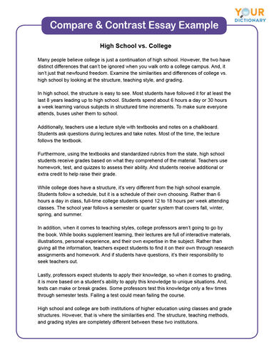 compare and contrast essay examples college