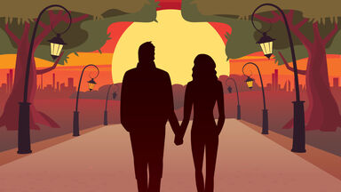example denouement couple walking into sunset
