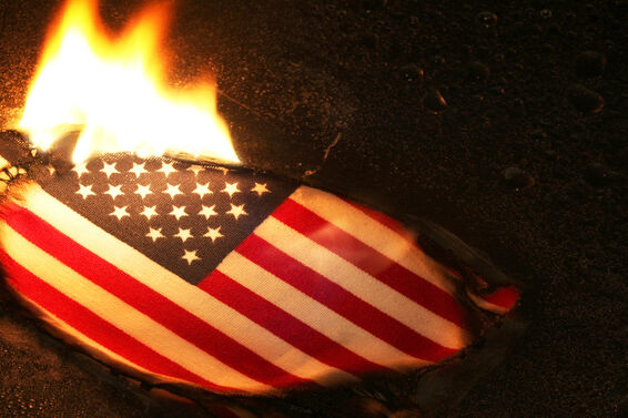 burning american flag