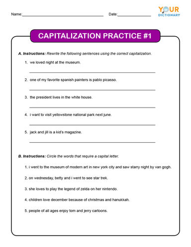 Capitalization Practice #1