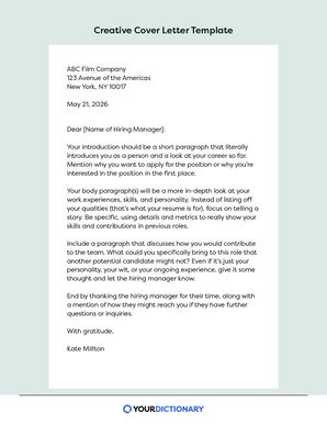 cover letter template with tips from the article