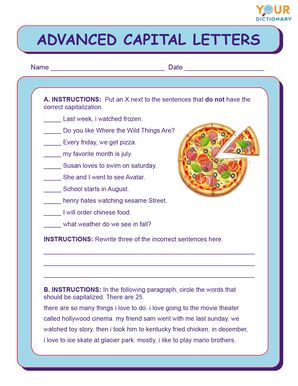 advanced capital letters worksheets