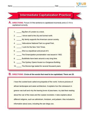 intermediate capitalization practice worksheet