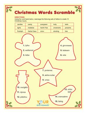 Christmas words scramble printable