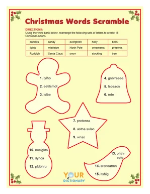 Christmas words scramble printable