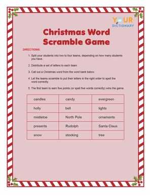 christmas word scramble printable