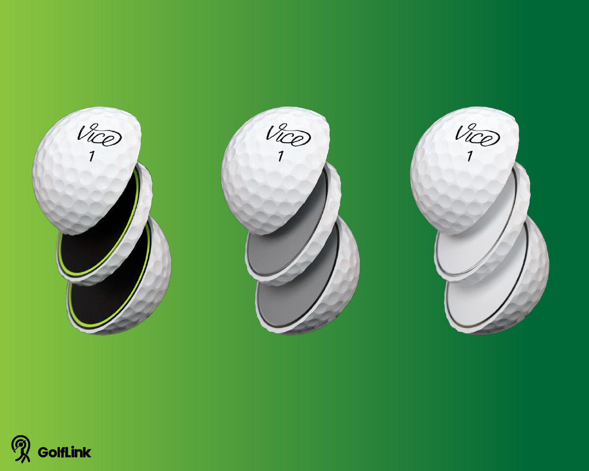 three sliced VICE golf balls