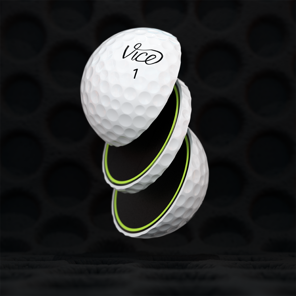 Sliced VICE Pro Plus golf ball