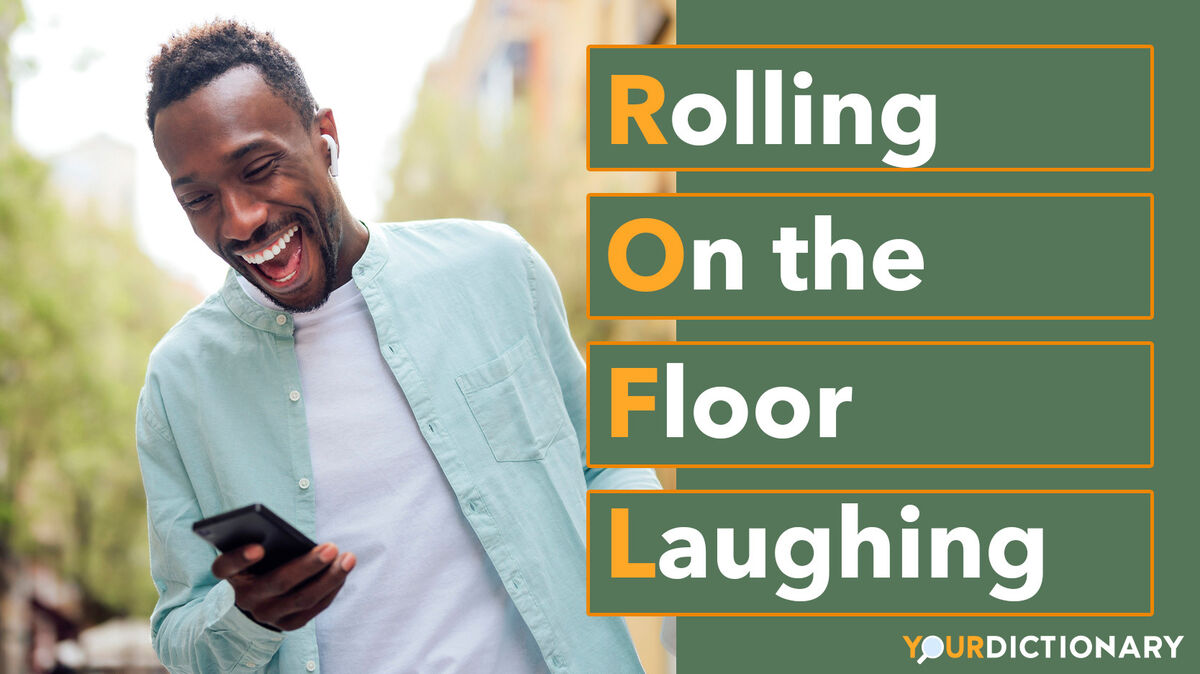 Man Laughing Using Smartphone ROFL Abbreviation Explained