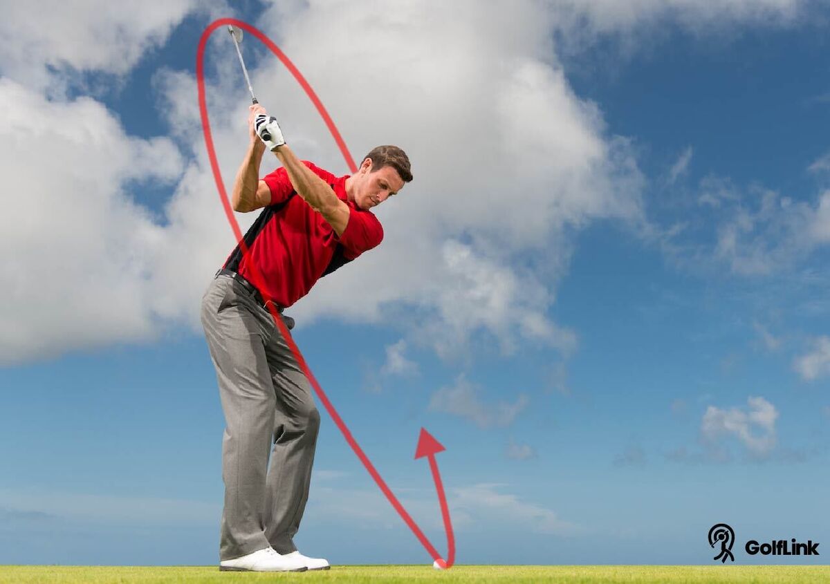 Golfer's backswing on swing plane