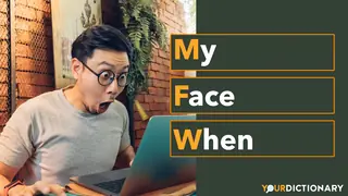 Shocked Face Man Using Laptop MFW Abbreviation Explained