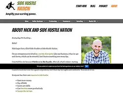 Screenshot of Side Hustle About Me Page