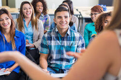 Student giving About Me speech in class