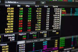 screen showing stock market information