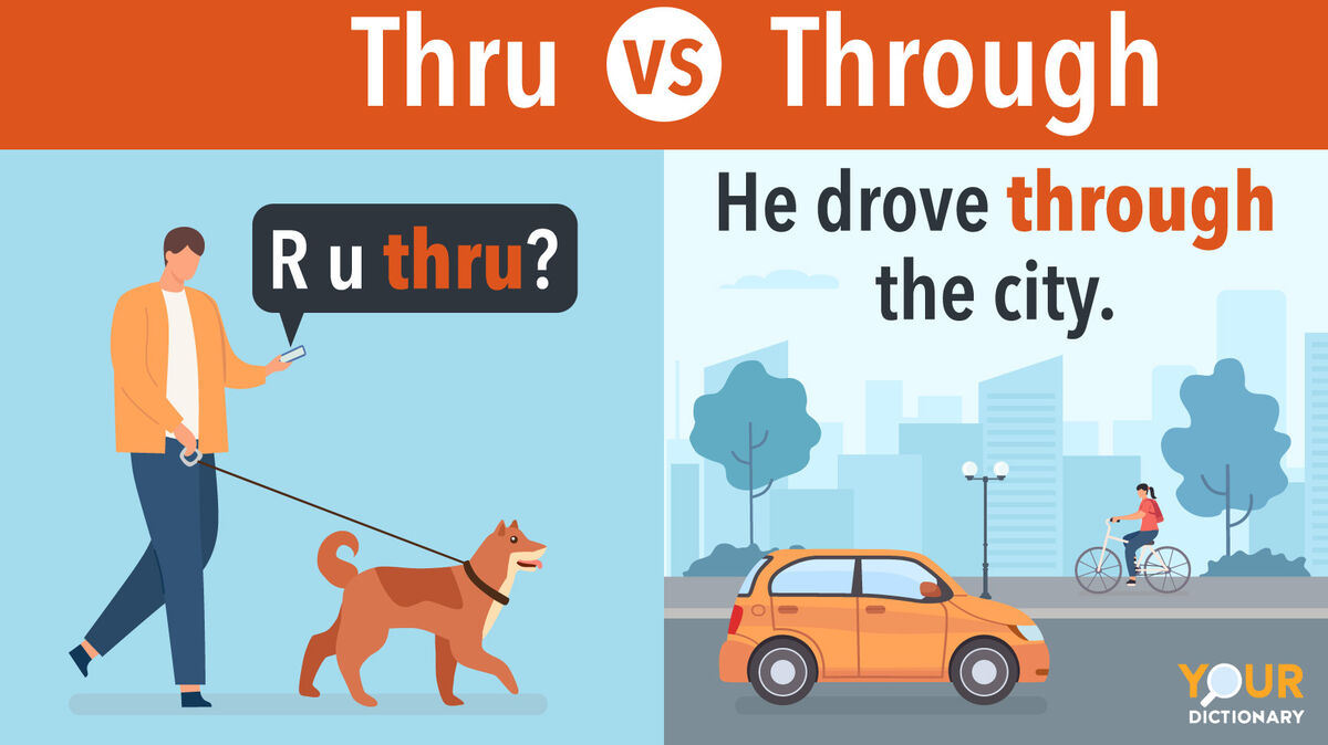Thru - Walking with dog and smartphone vs Through - Car on city road