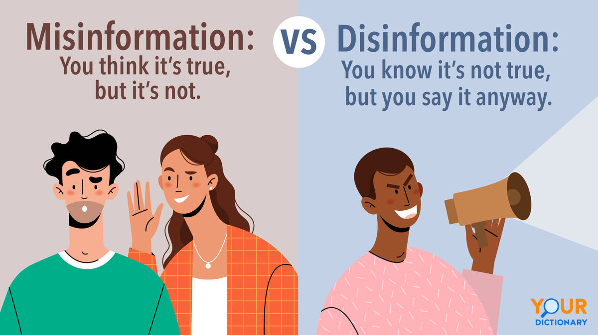 Misinformation - People gossip vs Disinformation - Man spread latest news