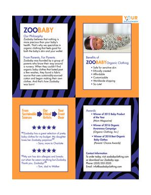 baby clothing store one-pager example