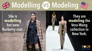 Modelling - U.K. flag woman wearing coat vs Modeling - U.S. flag model on runway