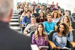graduate students in college lecture hall