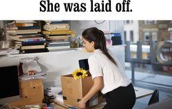 Woman moving boxes from her office