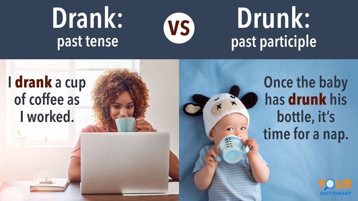 Drank - Woman having coffee while working vs Drunk - Baby drinking milk