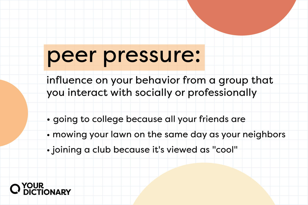 definition and three examples of "peer pressure" from the article