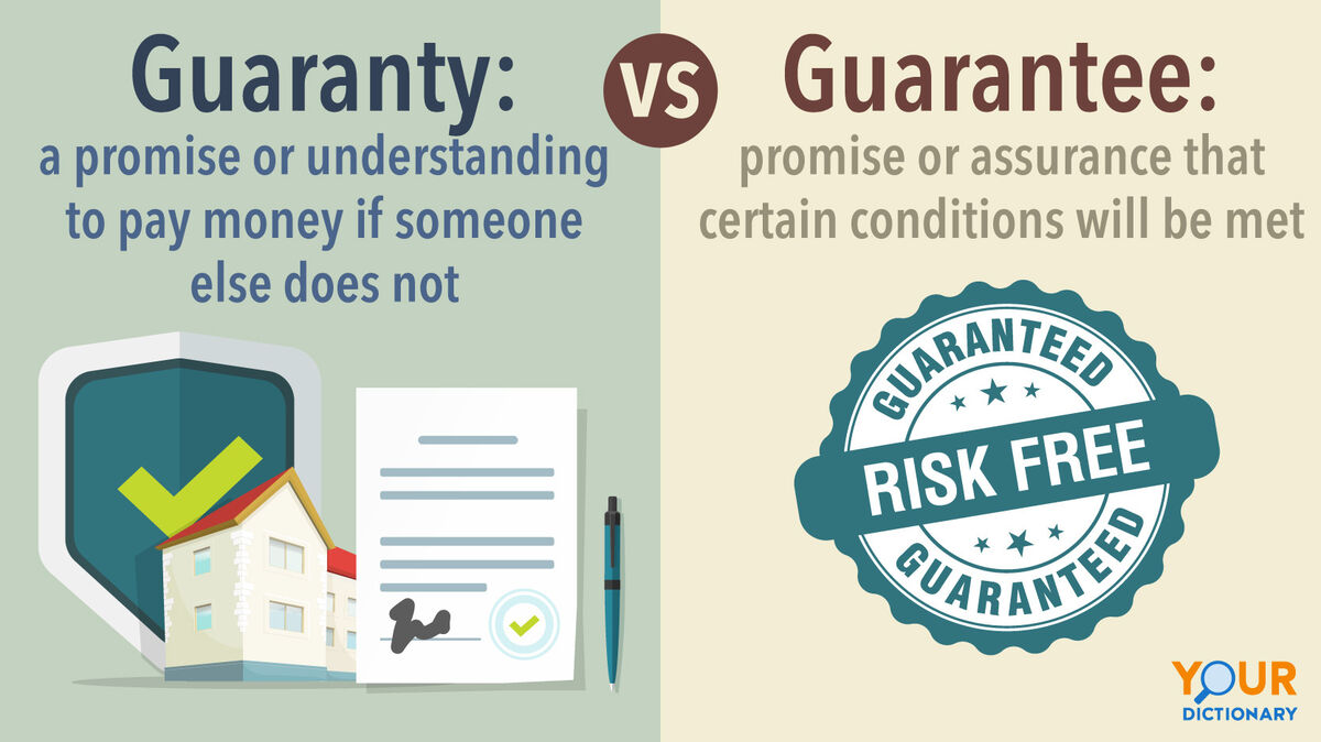 Guaranty - Home insurance  document contract vs. Guarantee - Risk-Free green stamp