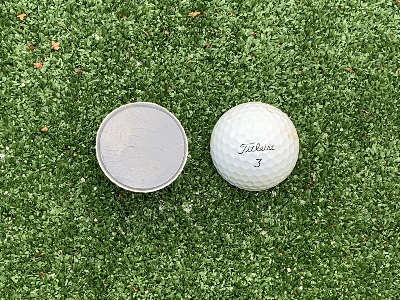 inside of golf ball on grass