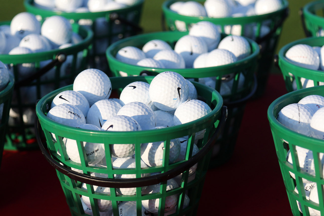 Nike golf balls in bucket